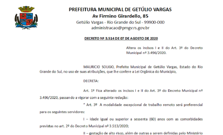 Decreto 3514 altera decreto 3496 CORONAVÍRUS - COVID-19