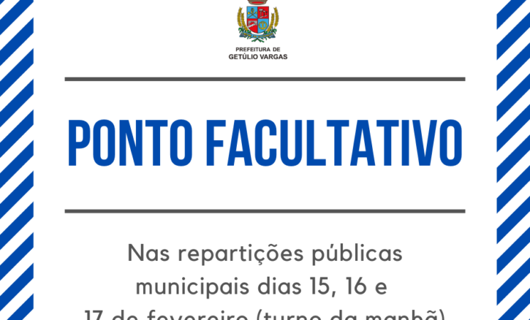 Prefeitura fará ponto facultativo no Carnaval