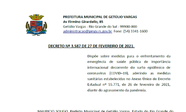 Decreto 3587  Dispoe  sobre o enfrentamento a emergencia da saúde publica