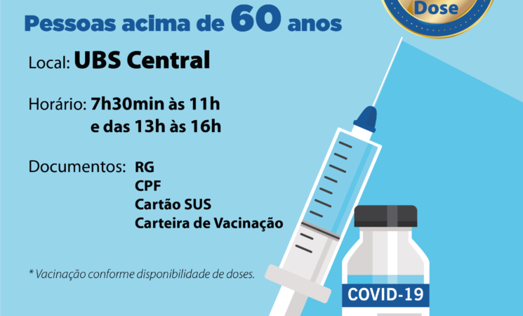 Getúlio Vargas segue vacinando a primeira dose para idosos com mais de 60 anos
