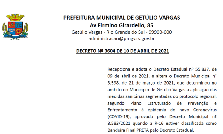 DECRETO Nº 3604 DE 10 DE ABRIL DE 2021 - COVID-19