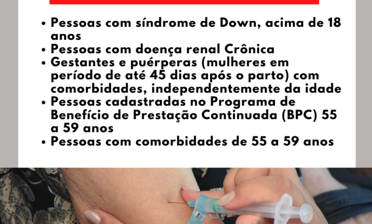 Getúlio Vargas inicia vacinação de pessoascom comorbidades na segunda-feira, dia 3