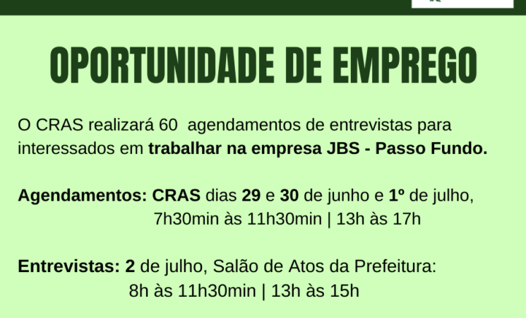 CRAS Getúlio Vargas divulga novas oportunidades de emprego