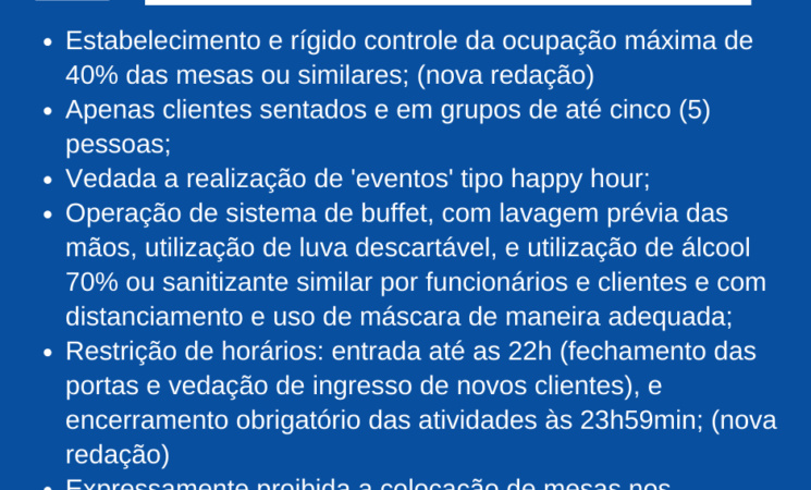 Editado novo decreto flexibilizando atividades de bares, restaurantes, missas e cultos religiosos