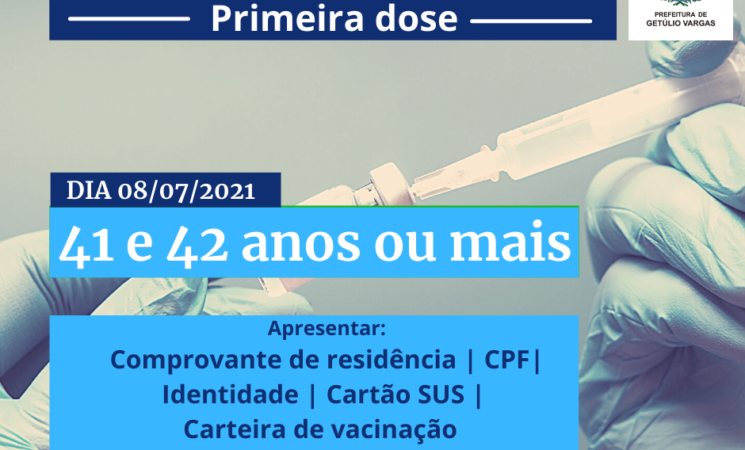 Ampliada a vacinação para quem tem 41 anos ou mais