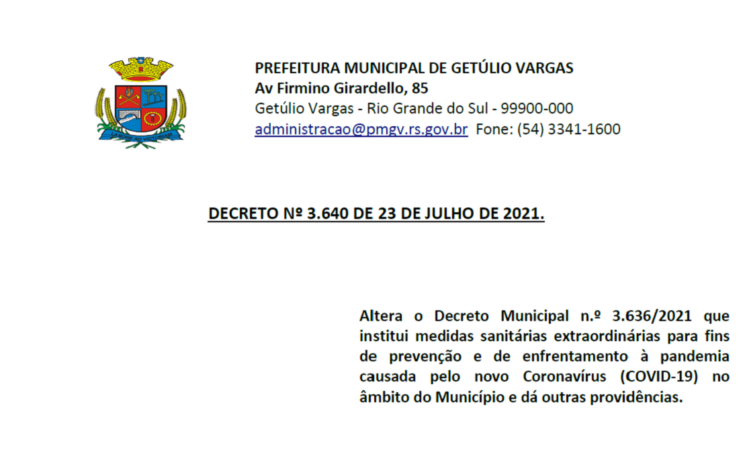 Decreto Municipal 3.640  COVID-19