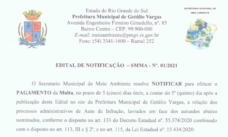 EDITAL DE NOTIFICAÇÃO - SMMA 01-2021