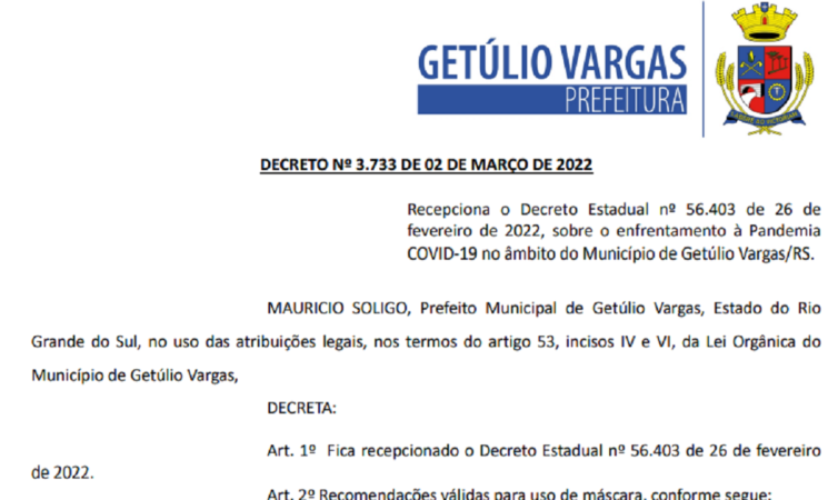 DECRETO Nº 3.733 DE 02 DE MARÇO DE 2022 - COVID