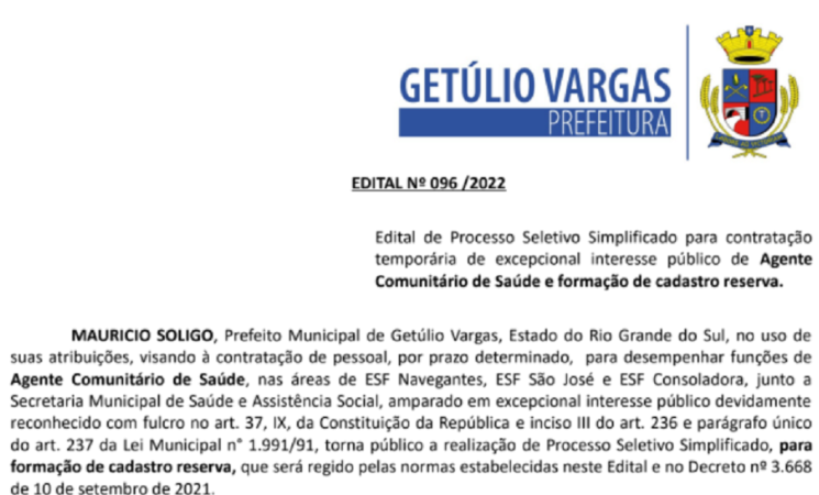 PROCESSO SELETIVO - AGENTE COMUNITÁRIO DE SAÚDE