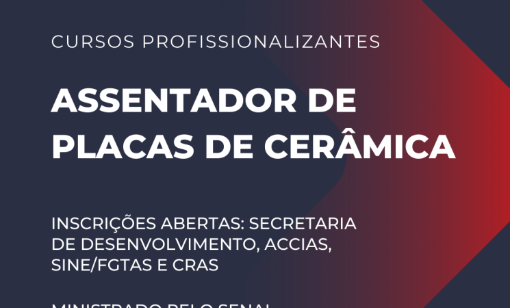 Prefeitura de Getúlio Vargas está com inscrições abertas para o curso de assentamento de cerâmica