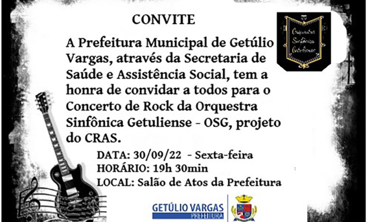 Nesta sexta-feira, 30, tem Concerto de  Rock da Orquestra Sinfônica Getuliense