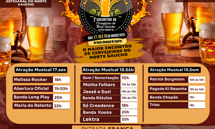 1º Encontro de Cervejeiros Artesanais do Norte Gaúcho terá muito chope e mais de 10 atrações musicais