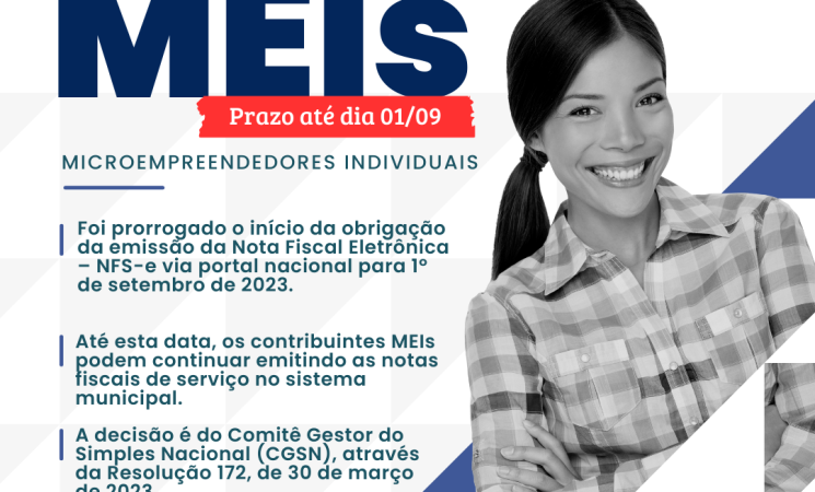 Prorrogado para setembro o início da obrigação da emissão de NFS-e no emissor nacional para Microempreendedores Individuais