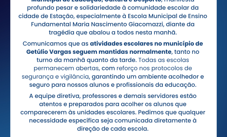 Atenção, comunidade escolar!