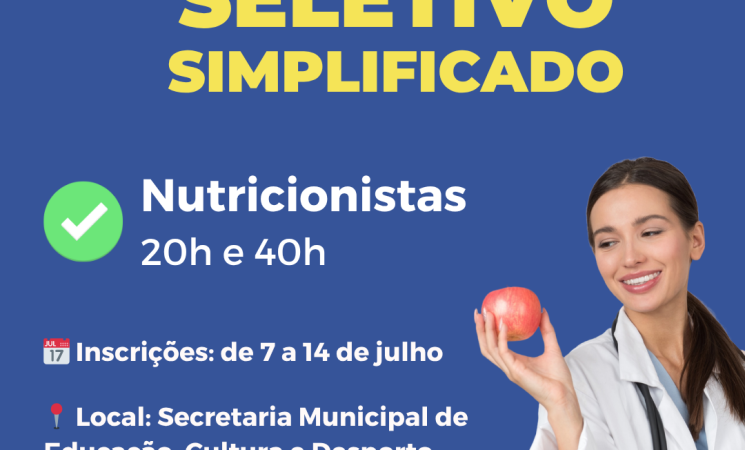 Prefeitura de Getúlio Vargas abre processo seletivo para contratação temporária de nutricionistas
