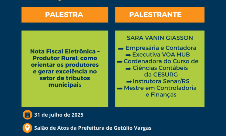 Prefeitura de Getúlio Vargas promove palestra para orientar produtor rural sobre Nota Fiscal Eletrônica