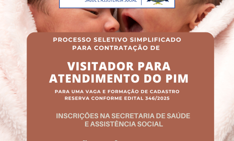 Município abre processo seletivo para Visitador do Programa Primeira Infância Melhor