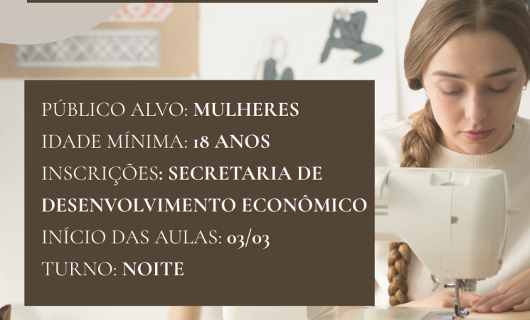 Abertas as inscrições para curso de Corte e Costura Industrial Básica em Getúlio Vargas