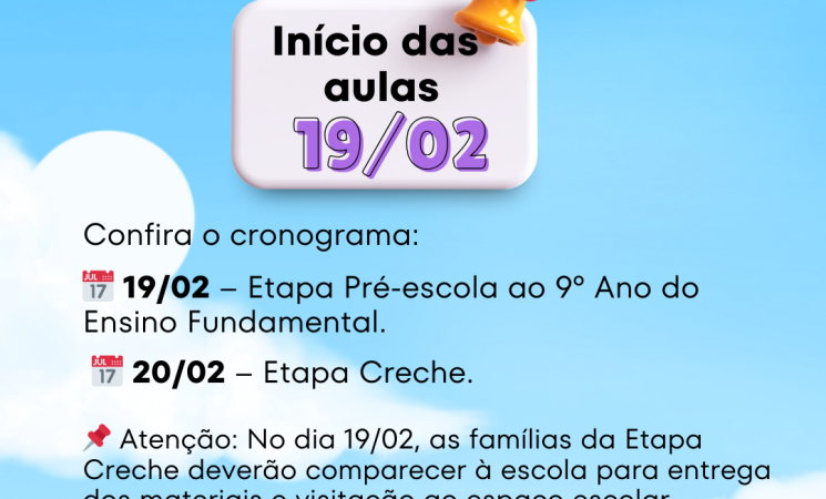 Rede Municipal de Ensino inicia ano letivo nos dias 19 e 20 de fevereiro