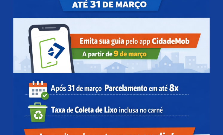 IPTU 2026: pagamento com 10% de desconto até 31 de março em Getúlio Vargas