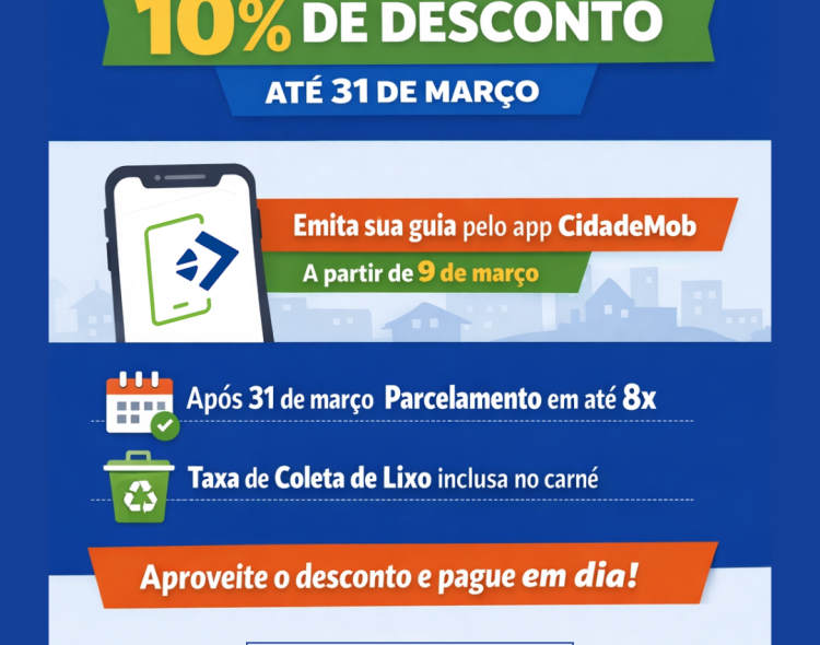 IPTU 2026: pagamento com 10% de desconto até 31 de março em Getúlio Vargas