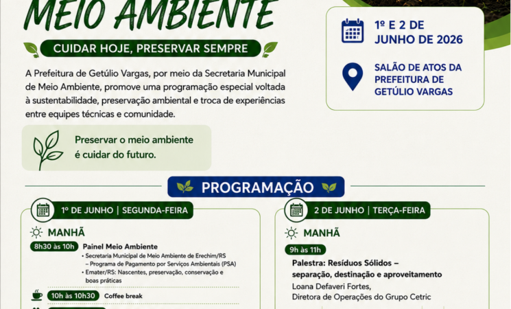 Semana do Meio Ambiente terá programação especial em Getúlio Vargas