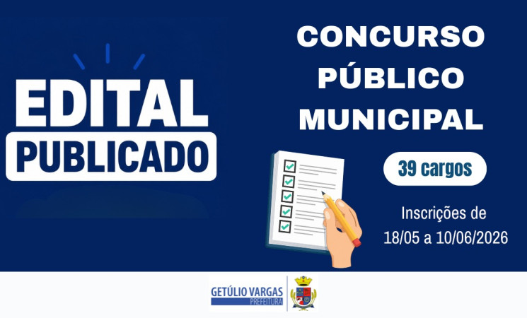 Prefeitura de Getúlio Vargas lança edital de concurso público com 54 vagas e cadastro reserva