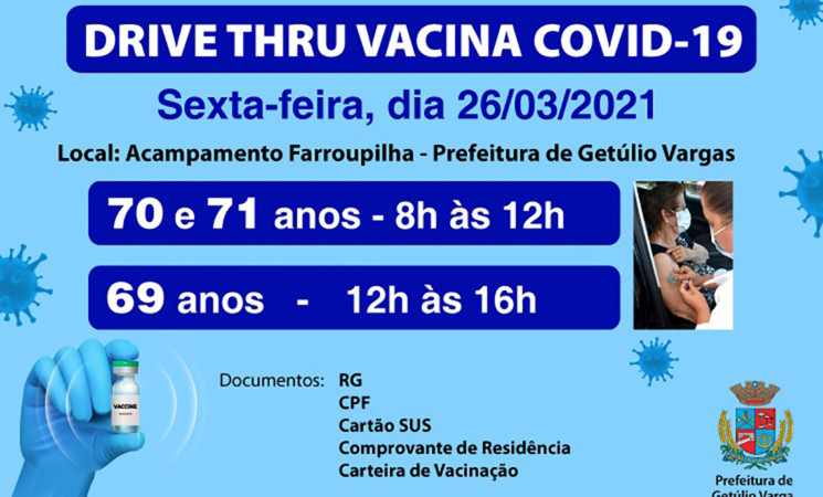 Prefeitura de Getúlio Vargas realiza drive-thrude vacinação contra a Covid-19