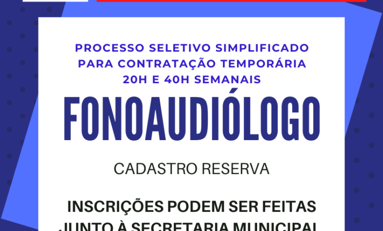 Prefeitura de Getúlio Vargas prorroga inscrições do Processo Seletivo Simplificado para contratação de Fonoaudiólogo