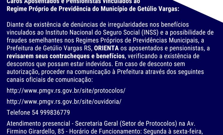 Aviso Aposentados e Pensionistas